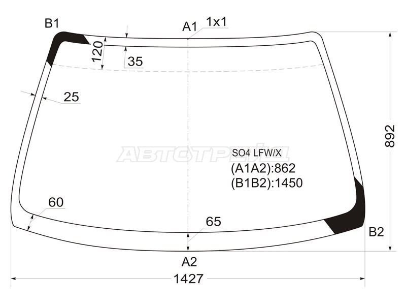 Стекло лобовое Honda Civic 95-00 / Civic Ferio 95-00
