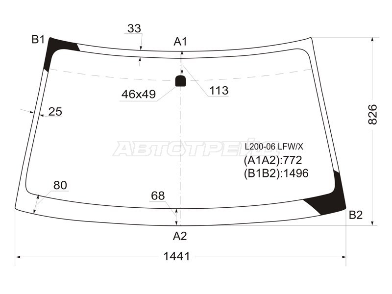 Стекло лобовое Mitsubishi L200 07-16 / Pajero Sport 08-17