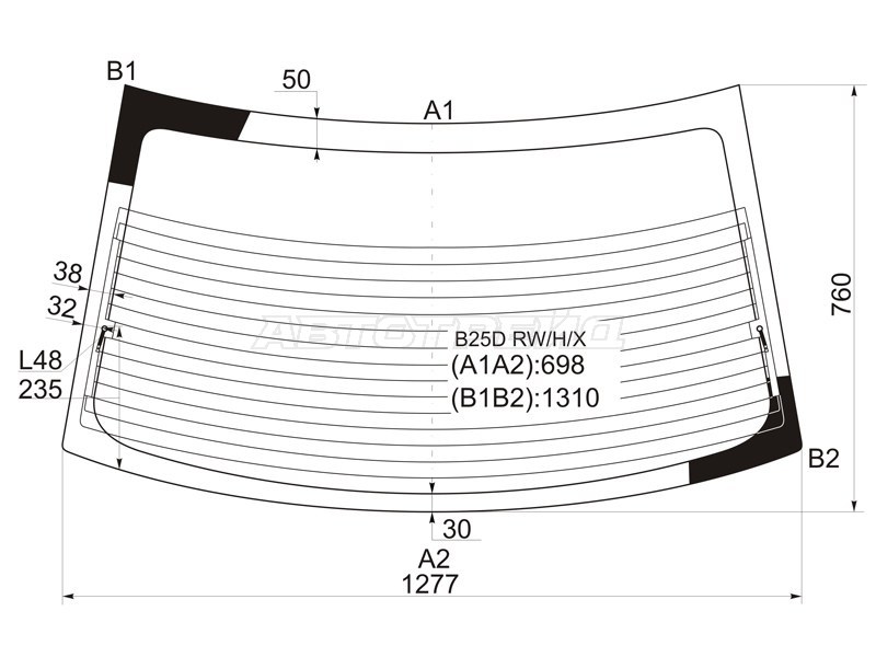 Стекло заднее (Цвет зеленый / Обогрев / Антенна / 4D SED) Mazda 323 98-03 / Familia 98-03