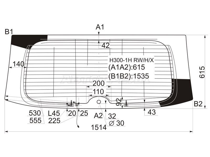 Стекло заднее (Цвет зеленый / Обогрев / Антенна) Hyundai H1 07-22 / Starex 07-17