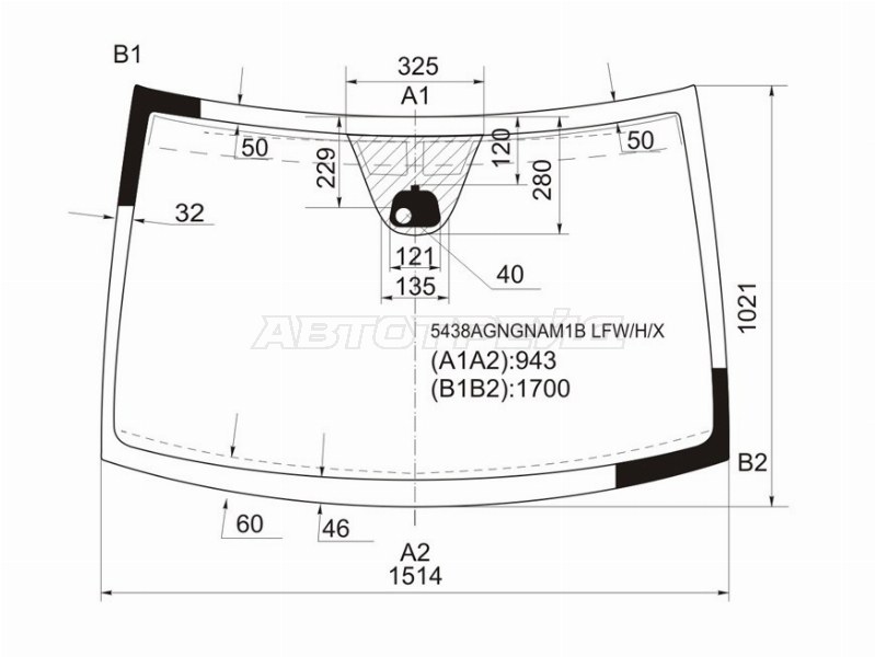 Стекло лобовое (Антенна / Датчик дождя) Mercedes-Benz Viano 03-14 / Vito 03-14