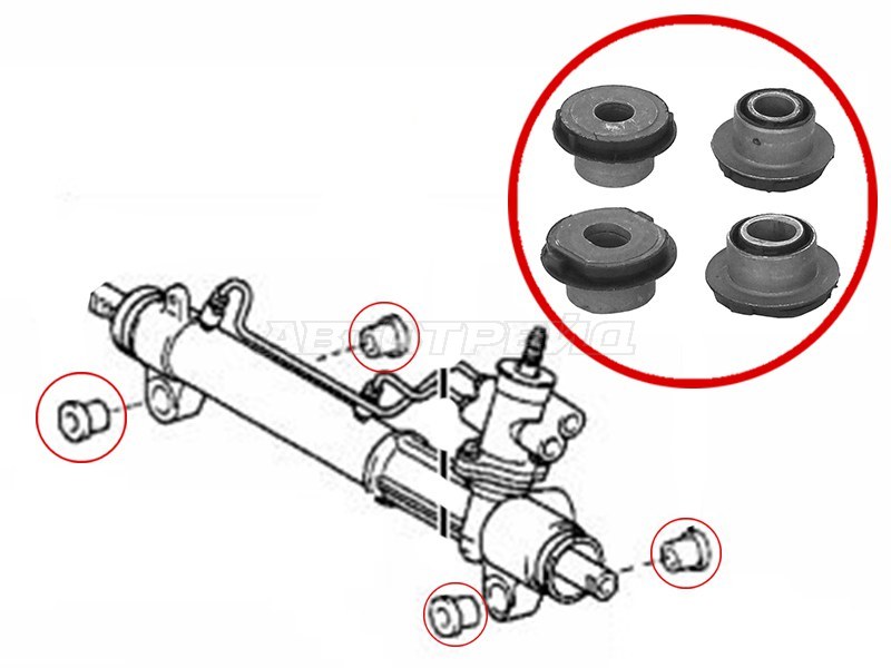Сайлентблок рулевой рейки Toyota RAV4 (CA20) 00-05 (Комплект)
