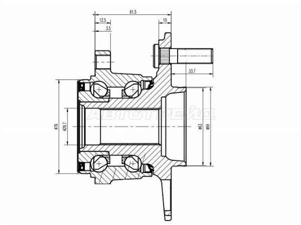 Ступичный узел Honda CR-V 06-18 / Crosstour 13-16 (ABS / Справа=Слева / Сзади / 4WD)