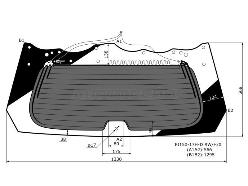 Стекло заднее (Затемненное / Обогрев) Toyota Land Cruiser Prado (J150) 09-24 / Lexus GX 09-23