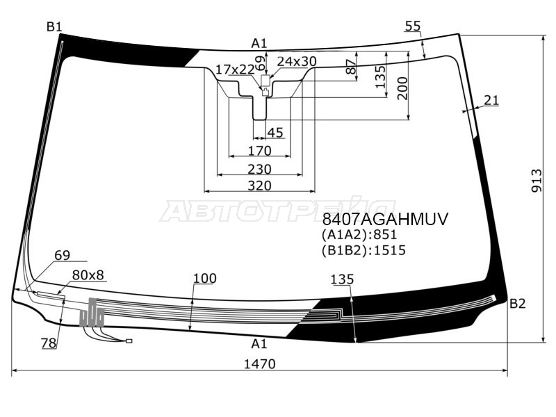 Стекло лобовое (Обогрев щеток / Датчик дождя / Проекция) Lexus GS 11-20 / GS F 15-