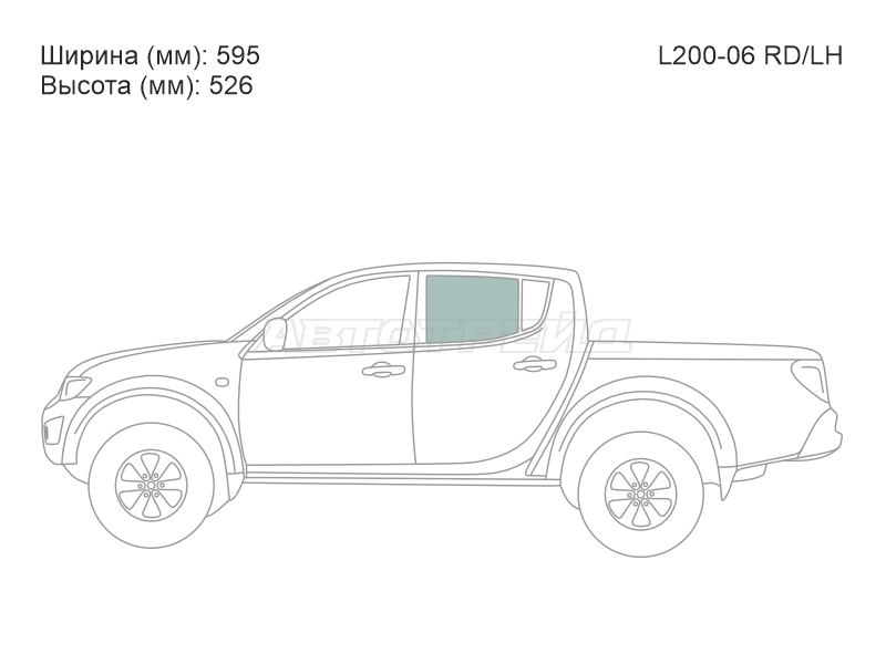 Стекло боковое опускное (Сзади / Слева / Цвет зеленый) Mitsubishi L200 07-16 / Triton 06-11