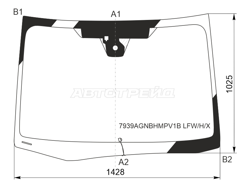 Стекло лобовое (Обогрев щеток / Две камеры / Датчик дождя) Subaru Impreza 11-16 / Levorg 14-20