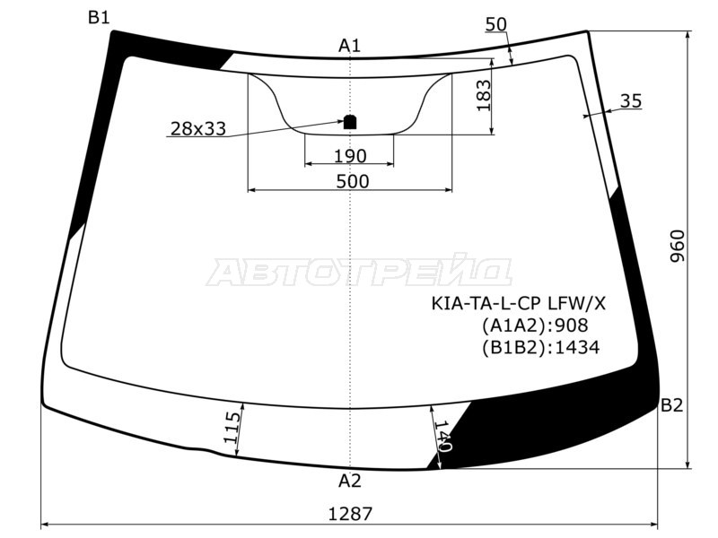 Стекло лобовое Kia Morning 11-15 / Picanto 11-17