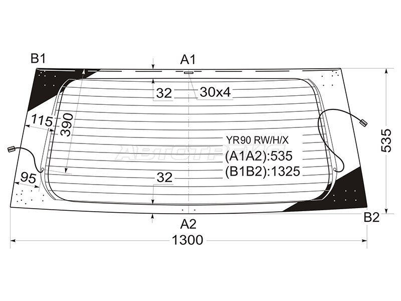 Стекло заднее (Цвет зеленый / Обогрев) Toyota Noah 07-13 / Voxy 07-13