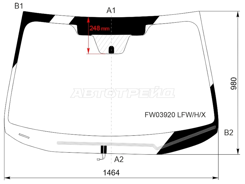 Стекло лобовое (Обогрев щеток / USA) Subaru Legacy 15-17 / Outback 14-18
