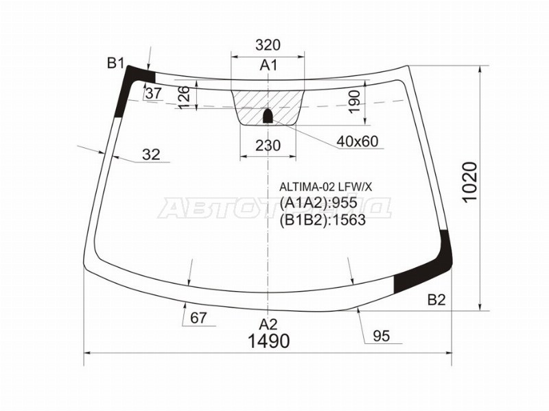 Стекло лобовое Nissan Altima 01-06
