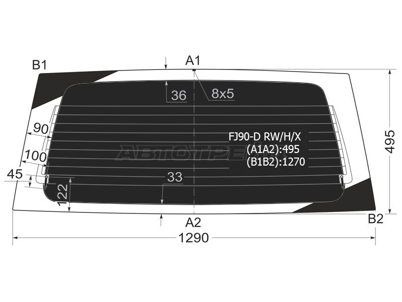 Стекло заднее (Затемненное / Обогрев) Toyota Land Cruiser Prado (J90) 96-02