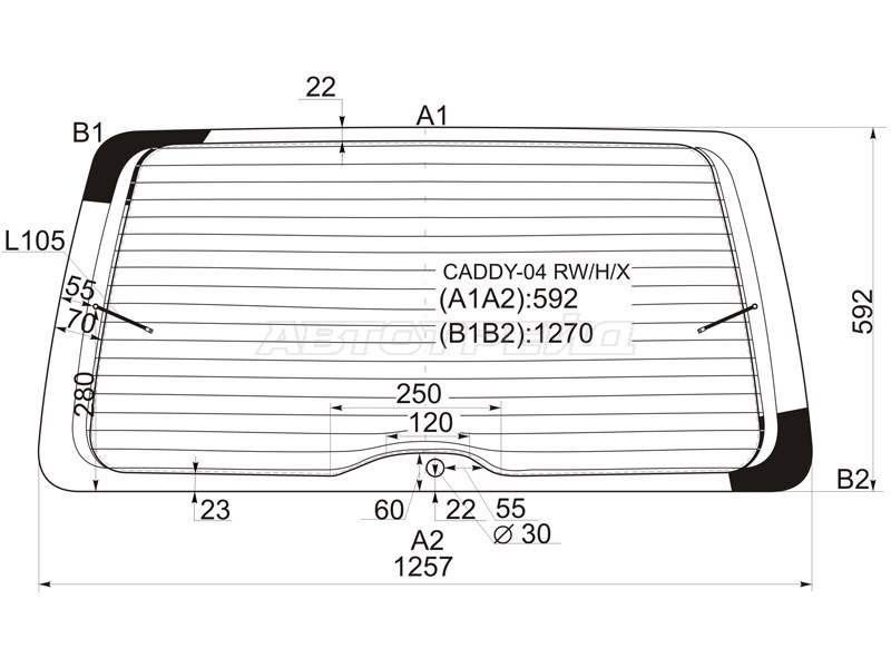 Стекло заднее (Цвет зеленый / Обогрев) Volkswagen Caddy 03-15