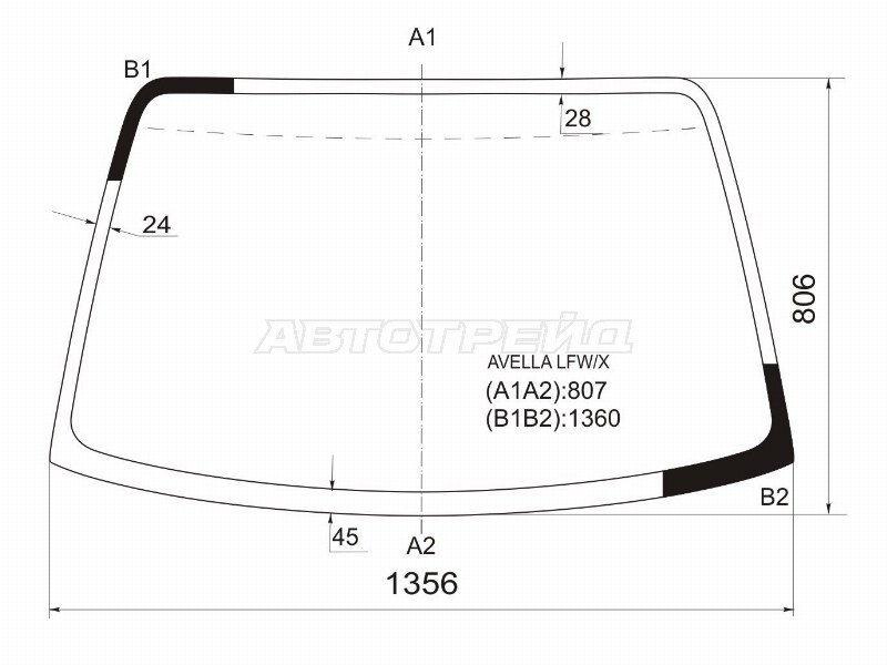 Стекло лобовое Ford Aspire 94-98 / Kia Avella 97-00