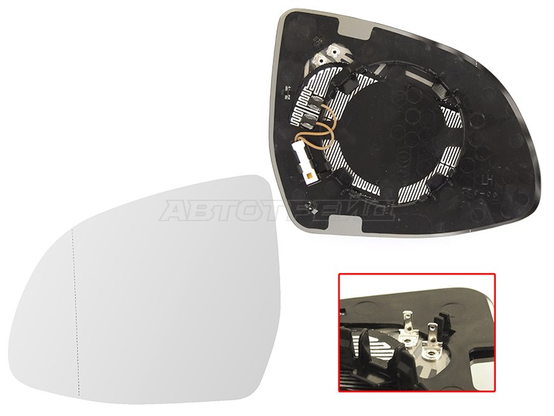 Полотно зеркала BMW X3 14-17 / X5 13-18 (Слева / Обогрев / асферическое)