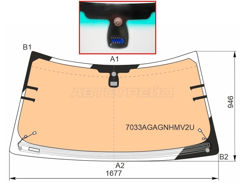 Стекло лобовое (Обогрев щеток / Обогрев полный / Датчик дождя) Land Rover Range Rover 05-12