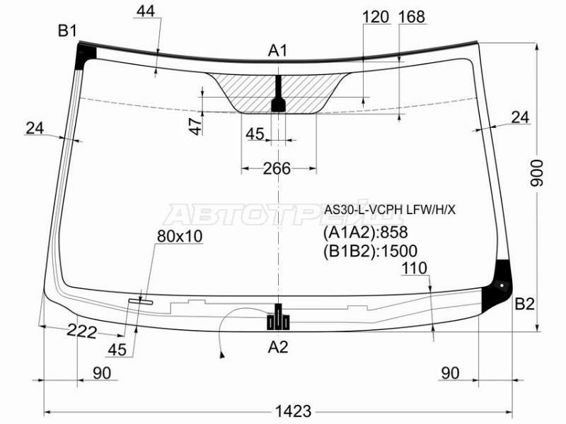 Стекло лобовое (Обогрев щеток / Молдинг) Toyota RAV4 (XA30) 05-13 / Vanguard 07-13