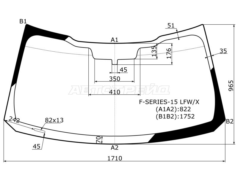 Стекло лобовое Ford F150 14-20 / F250 16-19