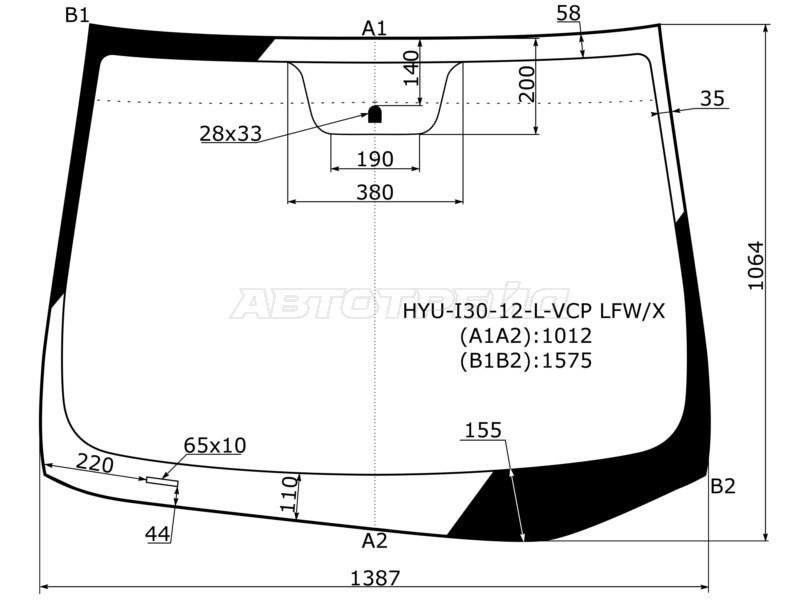 Стекло лобовое Hyundai Elantra GT 12-17 / i30 11-17