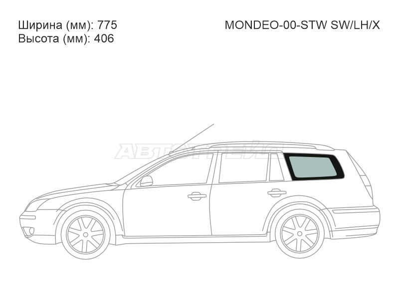 Стекло кузова боковое (не опускное) (Справа / Цвет зеленый) Ford Mondeo 00-07