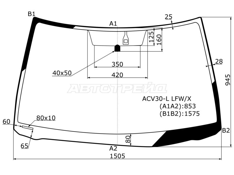 Стекло лобовое (Датчик дождя) Toyota Camry (XV30) 01-06 / Camry UAE 01-04