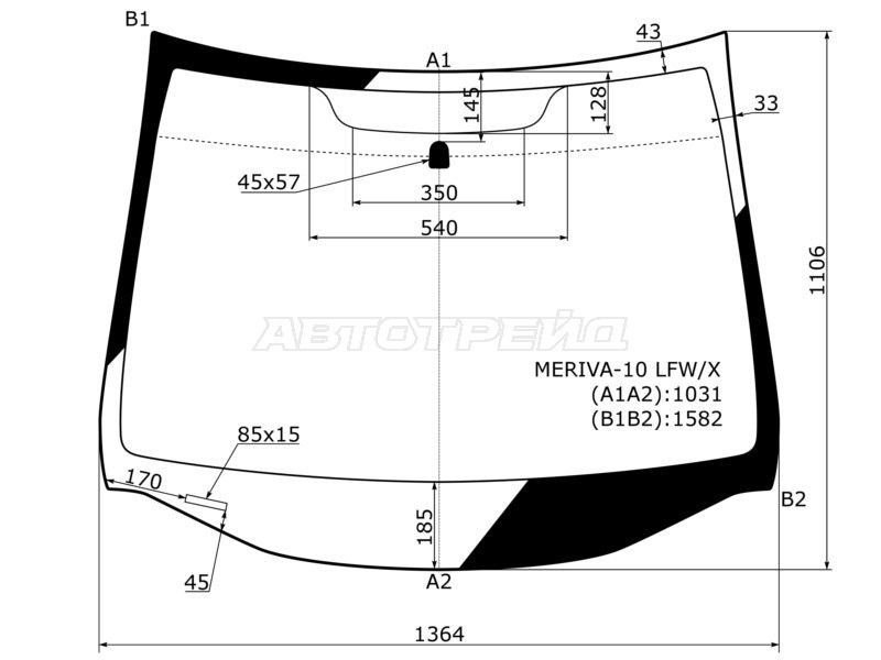 Стекло лобовое Opel Meriva 10-18