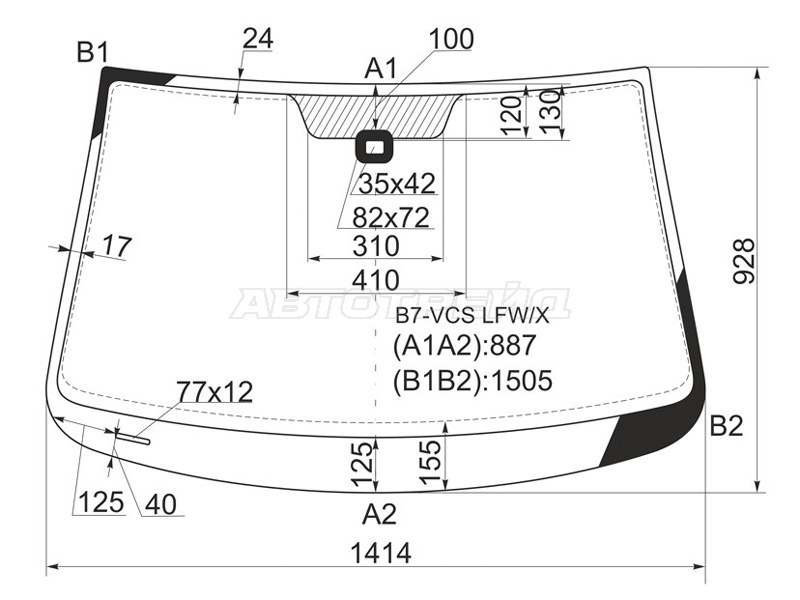Стекло лобовое (Датчик дождя) Volkswagen Passat 10-15
