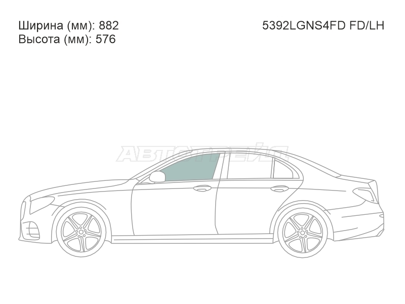 Стекло боковое опускное (Спереди / Слева / Цвет зеленый) Mercedes-Benz E-Class 16-20