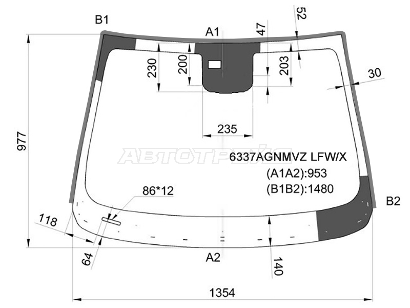 Стекло лобовое (Датчик дождя / Молдинг) Opel Mokka 12-19 / Buick Encore 12-22