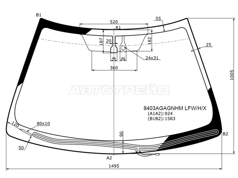 Стекло лобовое (Обогрев щеток / Датчик дождя) Toyota Camry (XV50) 11-18 / Camry USA 11-17