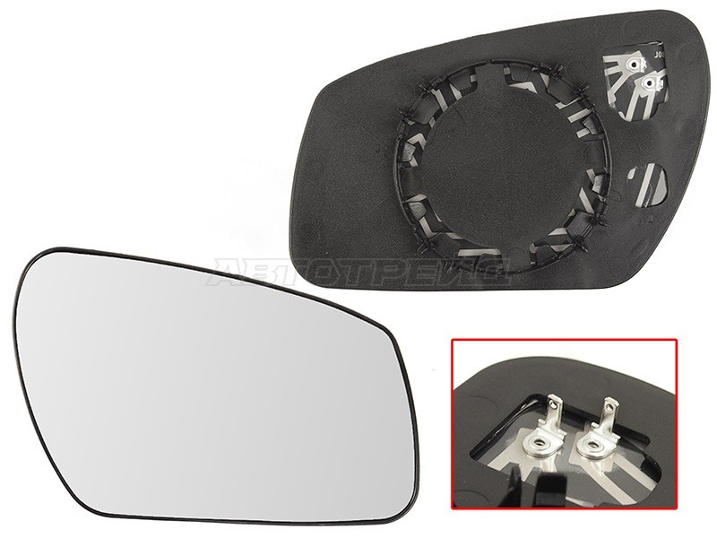 Полотно зеркала Ford Fiesta 02-08 / Focus 04-08 (Справа / Обогрев / сферическое)