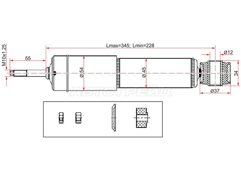 Амортизатор Mitsubishi Pajero 91-00 / Challenger 96-01 (Спереди / Справа=Слева)