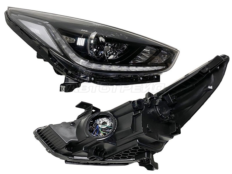 Фара Hyundai Solaris 17-20 / Accent 17-22 (Справа / Галоген / ДХО / С электрокорректором / Линза)