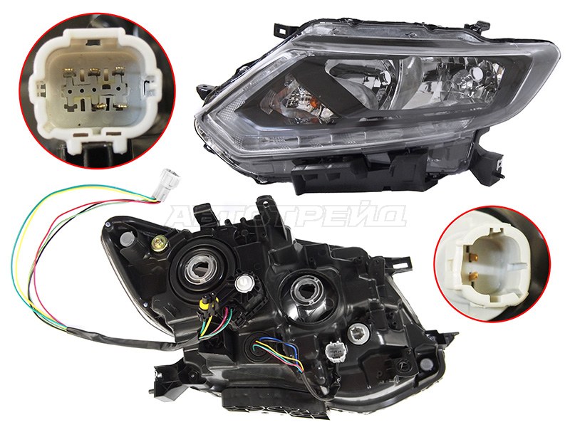 Фара Nissan X-Trail 13-17 (Слева / Галоген / ДХО / С электрокорректором)