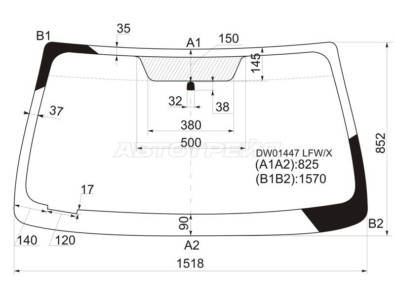 Стекло лобовое Chevrolet TrailBlazer 01-10 / Isuzu Ascender 03-09