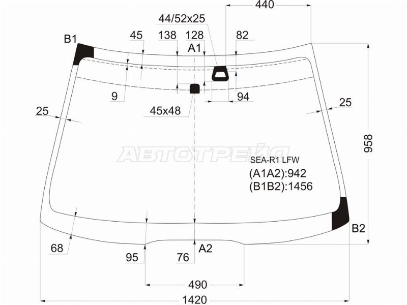 Стекло лобовое (Датчик дождя) Honda Accord 02-08
