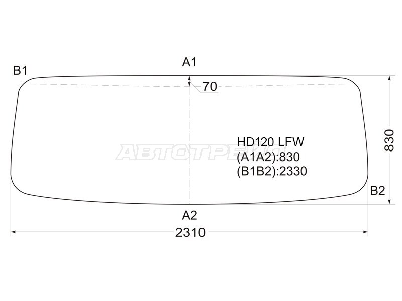 Стекло лобовое Hyundai HD170 97-18 / HD250 97-18