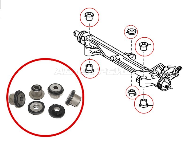 Сайлентблок рулевой рейки Toyota Land Cruiser (J200) 07-21 / Lexus LX 07-23 (Комплект)