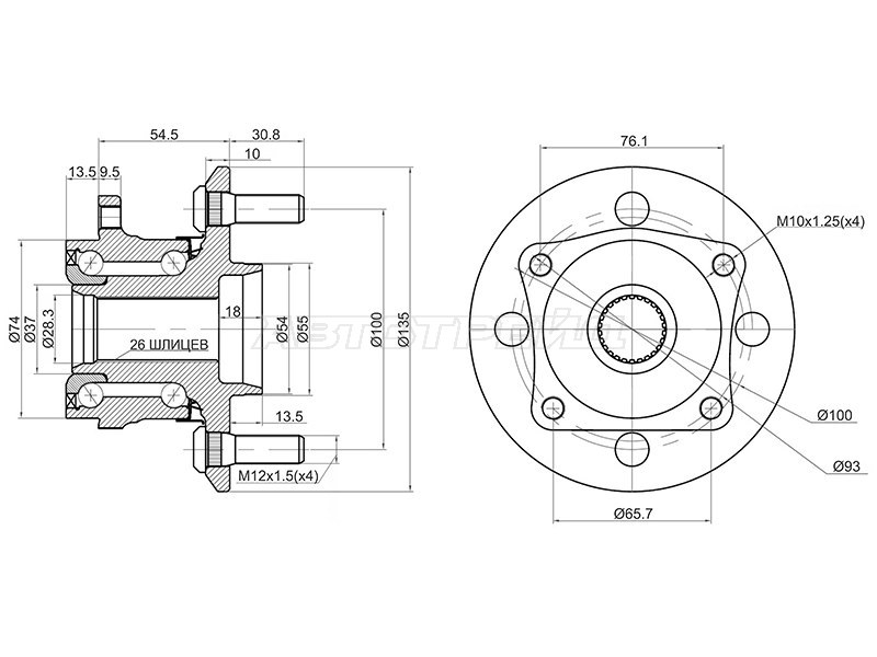 Ступичный узел Toyota Allion (T240) 01-07 / Caldina 97-07 (Справа=Слева / Сзади / 4WD)