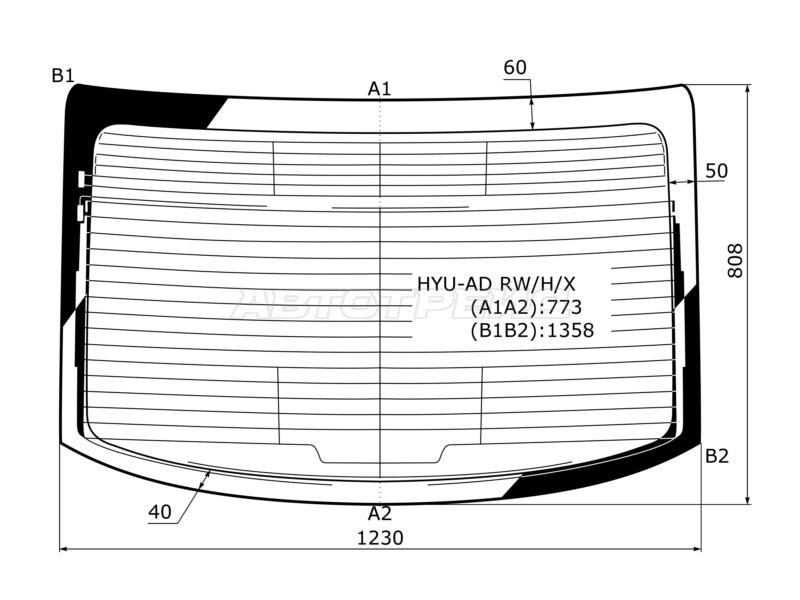 Стекло заднее (Цвет зеленый / Обогрев / Антенна) Hyundai Elantra 15-20