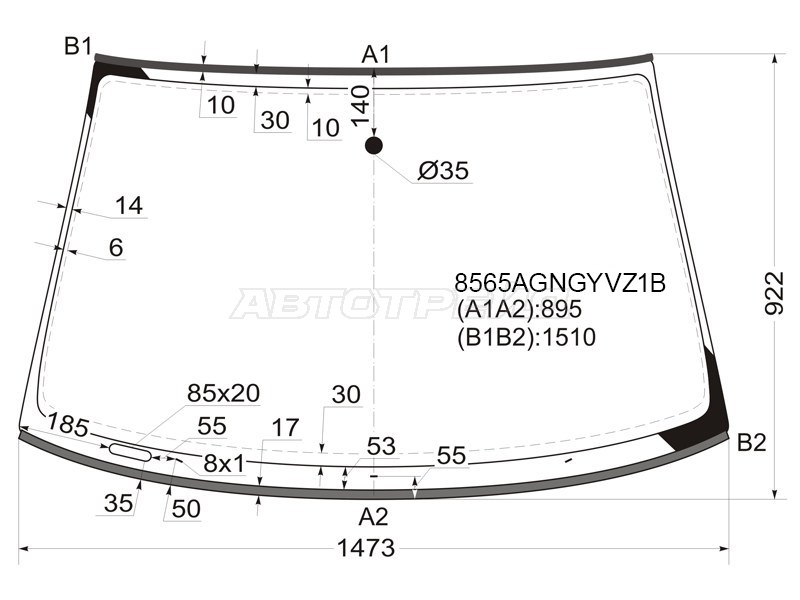 Стекло лобовое (Молдинг) Audi A6 97-05 / A6 allroad quattro 00-05