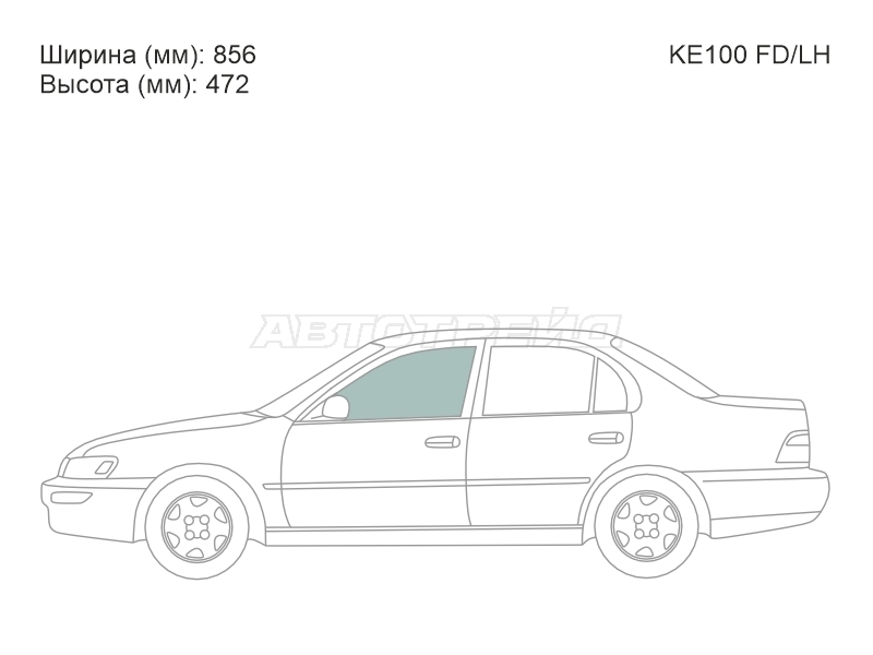 Стекло боковое опускное (Спереди / Слева / Цвет зеленый) Toyota Corolla (E100) 91-02 / Corolla FX 92-95