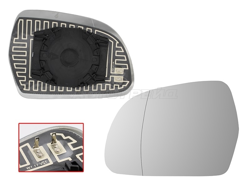 Полотно зеркала Audi A4 12-15 / A5 11-16 (Слева / Обогрев / Асферическое)