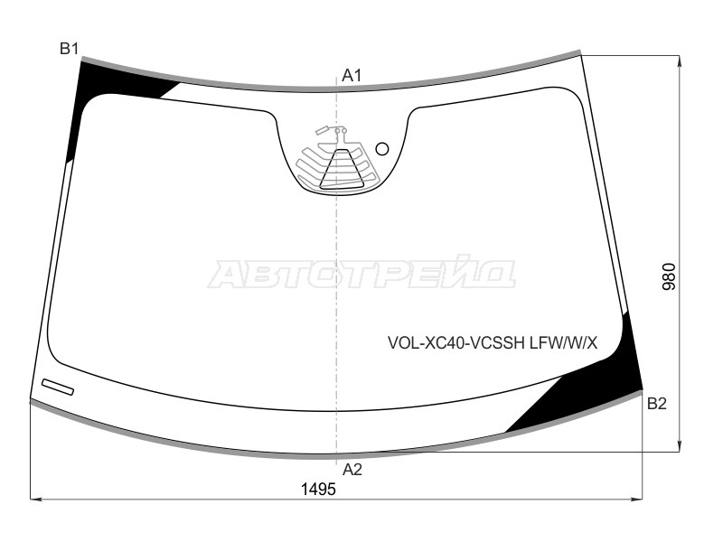 Стекло лобовое (Обогрев полный / Камера / Датчик дождя / Молдинг) Volvo XC40 17-22