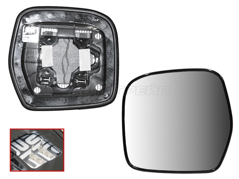 Полотно зеркала Toyota Land Cruiser (J100) 98-07 (Слева / Обогрев)