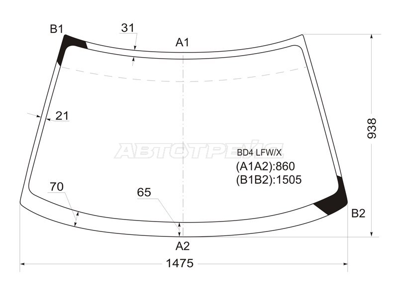 Стекло лобовое Subaru Legacy 93-98 / Outback 94-99