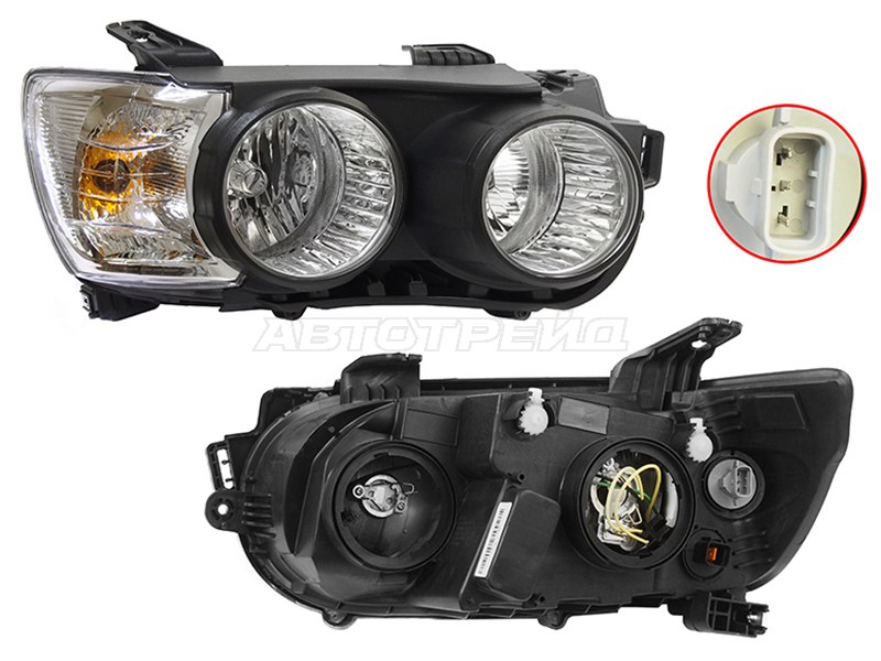 Фара Chevrolet Aveo 11-15 (Справа / Галоген / С электрокорректором / окантовка черная)