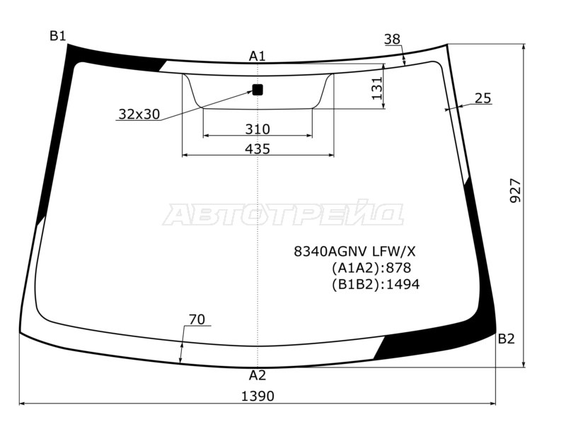 Стекло лобовое Toyota Corolla (E120) 00-07 / Corolla Fielder 00-06