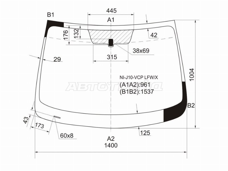 Стекло лобовое Nissan Qashqai 06-13 / Dualis 07-14