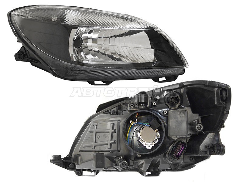 Фара Skoda Fabia 10-15 / Roomster 06-15 (Справа / Галоген / С электрокорректором / Чёрная)